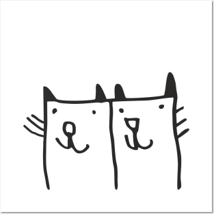 cats cat drawing cheerful gift Posters and Art